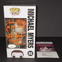 Nick Castle, Tom Morga, Will Sandin, and Chris Durand autographed Funko JSA COA