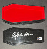 Anjelica Huston autograph mini coffin Beckett COA