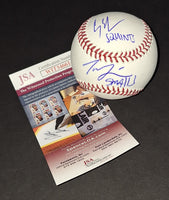 Tom Guiry and Chauncey Leopardi autographed baseball JSA COA