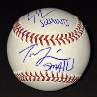 Tom Guiry and Chauncey Leopardi autographed baseball JSA COA