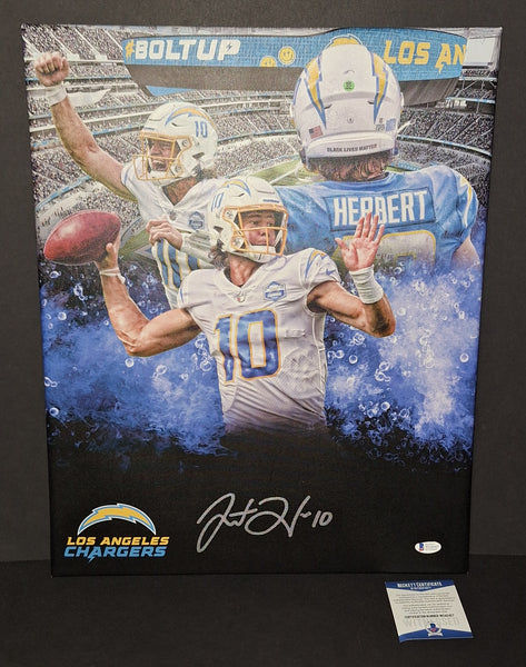 Justin Herbert Autographed 16x20 Canvas Beckett COA