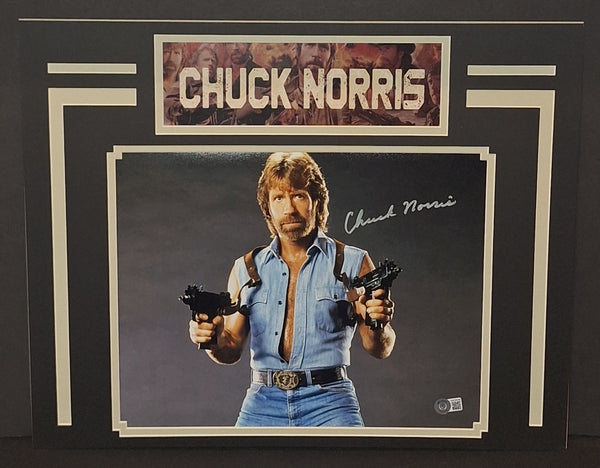 Chuck Norris autographed and matted 11x14 Beckett Witness COA