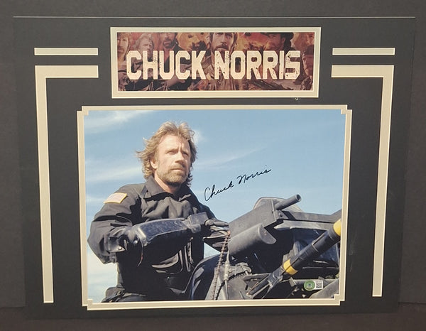 Chuck Norris autographed and matted 11x14 Beckett Witness COA