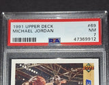 Michael Jordan Card Chicago Bulls East All-Stars 1991 Upper Deck PSA 7
