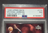Michael Jordan Card Chicago Bulls 1998 Upper Deck Checklist 1-90 PSA 7