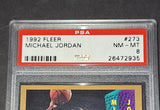Michael Jordan 1992 Fleer Slam Dunk Chicago Bulls card PSA 8