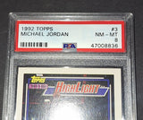 Michael Jordan Card Chicago Bulls 1992 Topps Highlight #3 PSA 8