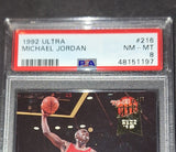 Michael Jordan Card Chicago Bulls 1992 Ultra #216 PSA 8