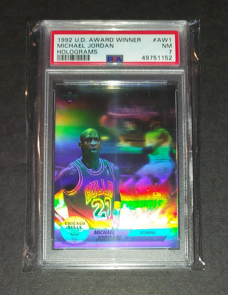 Michael Jordan 1992 Upper Deck Scoring Award Winner Chicago Bulls hologram card PSA 7