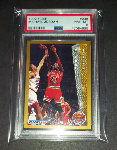 Michael Jordan 1992 Fleer League Leader Chicago Bulls card PSA 8