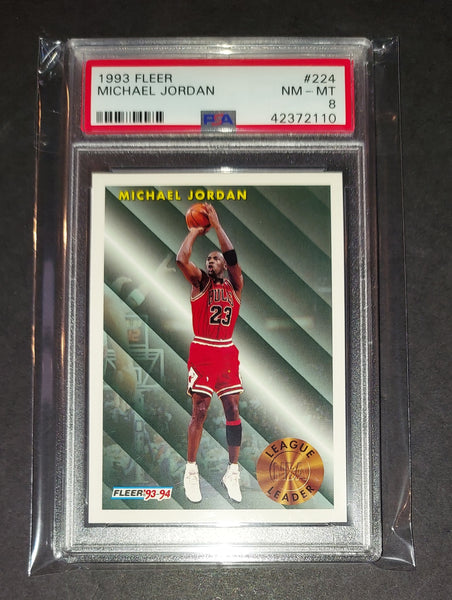 Michael Jordan 1993 Fleer League Leader Chicago Bulls card PSA 8