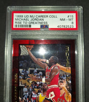 Michael Jordan 1999 Upper Deck Rise to Greatness Chicago Bulls card PSA 8