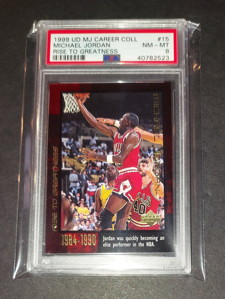 Michael Jordan 1999 Upper Deck Rise to Greatness Chicago Bulls card PSA 8