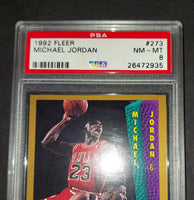 Michael Jordan 1992 Fleer Slam Dunk Chicago Bulls card PSA 8