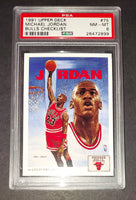 Michael Jordan 1991 Upper Deck The Collector's Choice Checklist Chicago Bulls card PSA 8