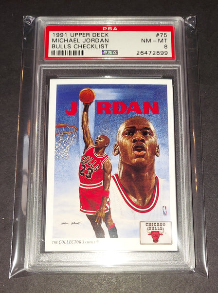 Michael Jordan 1991 Upper Deck The Collector's Choice Checklist Chicago Bulls card PSA 8