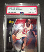 Michael Jordan 1998 Upper Deck Chicago Bulls Ionix card PSA 8