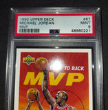 Michael Jordan 1992 Upper Deck Back to Back MVP Chicago Bulls card PSA 9