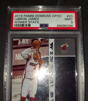 LeBron James 2019 Panini Donruss Optic Winner Stays Miami Heat card PSA 9