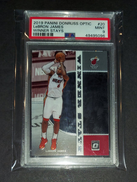 LeBron James 2019 Panini Donruss Optic Winner Stays Miami Heat card PSA 9