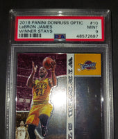 LeBron James 2019 Panini Donruss Optic Winner Stays Cleveland Cavaliers card PSA 9