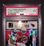 Larry Fitzgerald 2017 Arizona Cardinals Panini Donruss Team Heroes card PSA 9