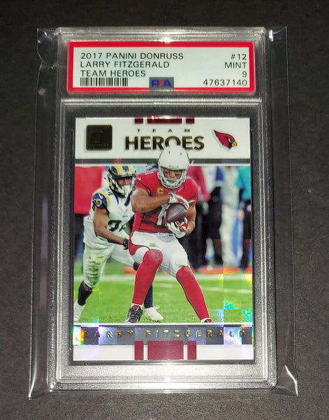 Larry Fitzgerald 2017 Arizona Cardinals Panini Donruss Team Heroes card PSA 9