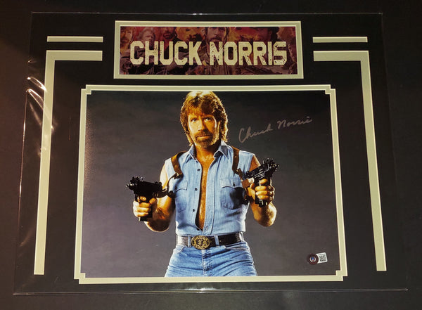 Chuck Norris autographed and matted 11x14 Beckett Witness COA