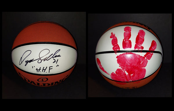 Dominique Wilkins autographed basketball with hand print Steiner COA